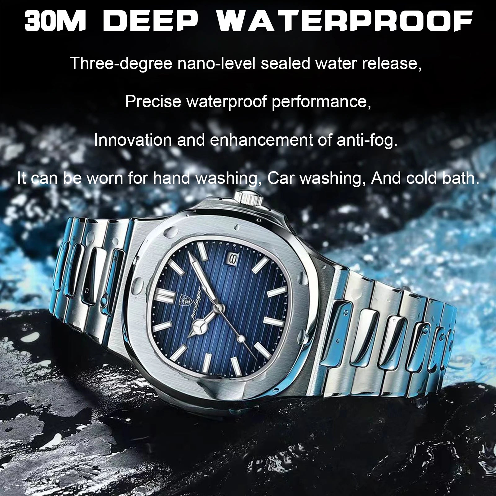 Reloj de Lujo Cuadrado Impermeable