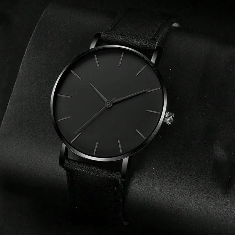 Elegant Quartz Leather Watch Set