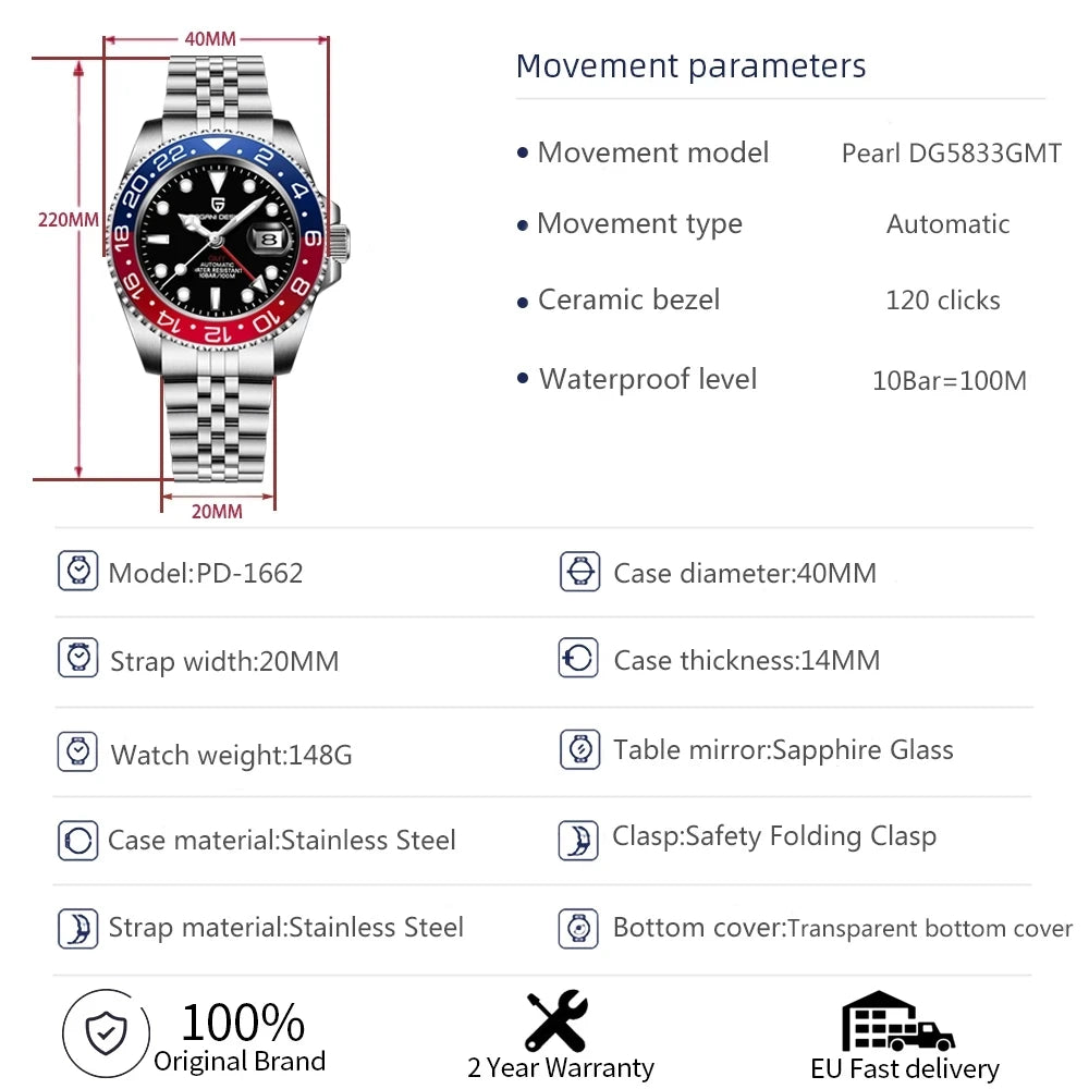 Elegant GMT Sapphire Watch