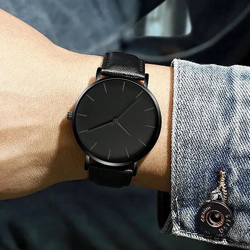 Elegant Quartz Leather Watch Set